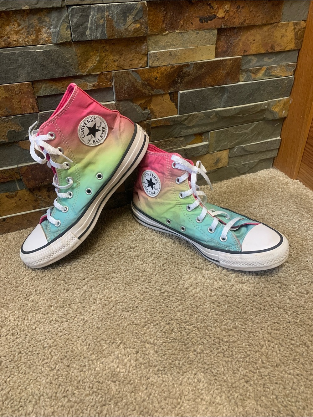 Converse Kids High Top Sneakers - Pink Green Blue Tie-Dye